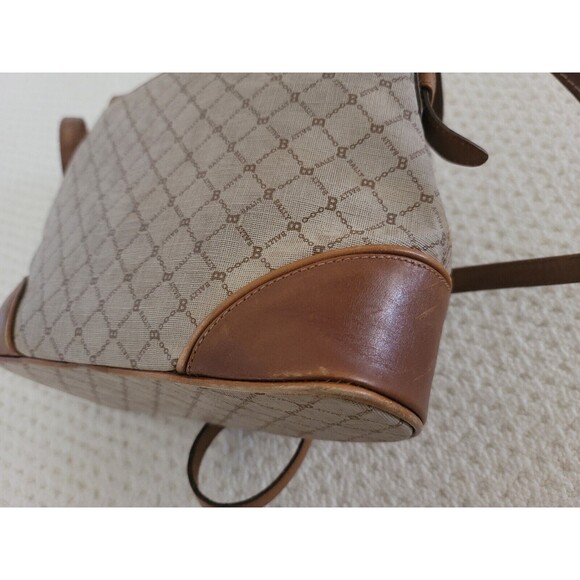 Vintage Bally Logo Canvas Print & Brown Leather handbag shoulder bag ITALY - Picture 8 of 15